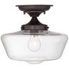 Schoolhouse Floating Bronze Clear Glass Ceiling Light